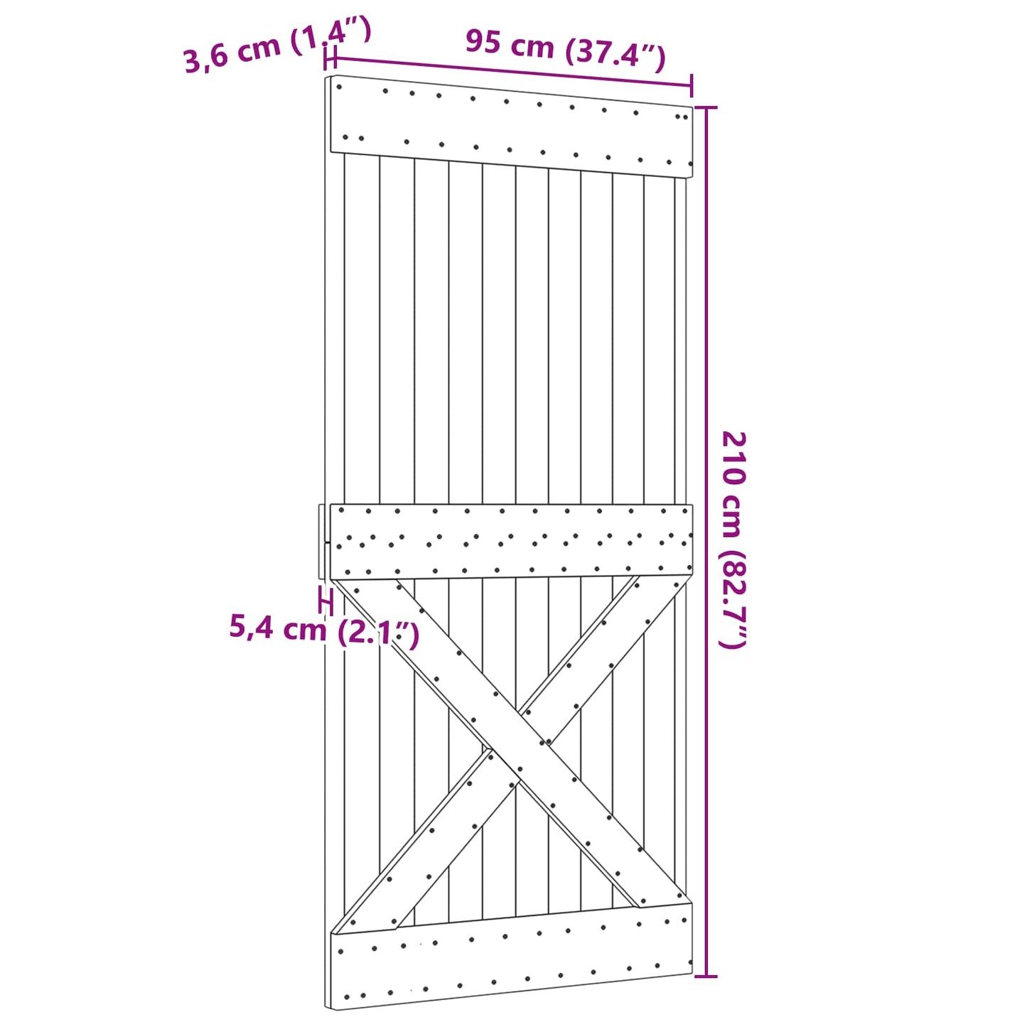 vidaXL Πόρτα NARVIK Φυσικό 95 x 210 cm Συμπαγές Ξύλο Πεύκου