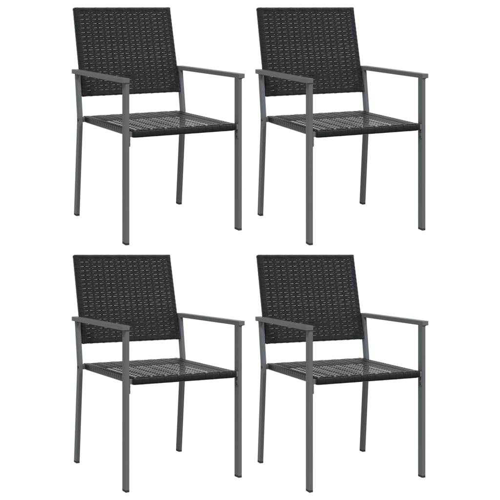 vidaXL Καρέκλες Κήπου 4 τεμ. Μαύρες 54x62,5x89 εκ. από Συνθετικό Ρατάν