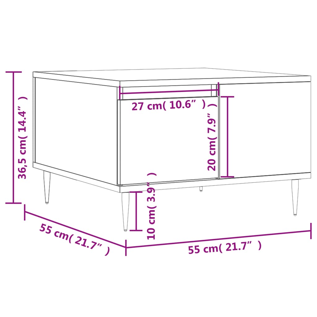 vidaXL Τραπεζάκι Σαλονιού Γκρι Sonoma 55x55x36,5εκ. Επεξεργασμένο Ξύλο