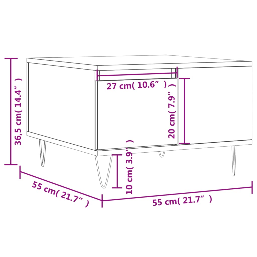 vidaXL Τραπεζάκι Σαλονιού Sonoma Δρυς 55x55x36,5εκ. Επεξεργασμένο Ξύλο
