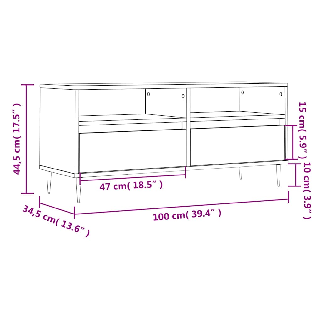 vidaXL Έπιπλο Τηλεόρασης Καπνιστή Δρυς 100x34,5x44,5 εκ. Επεξ. Ξύλο