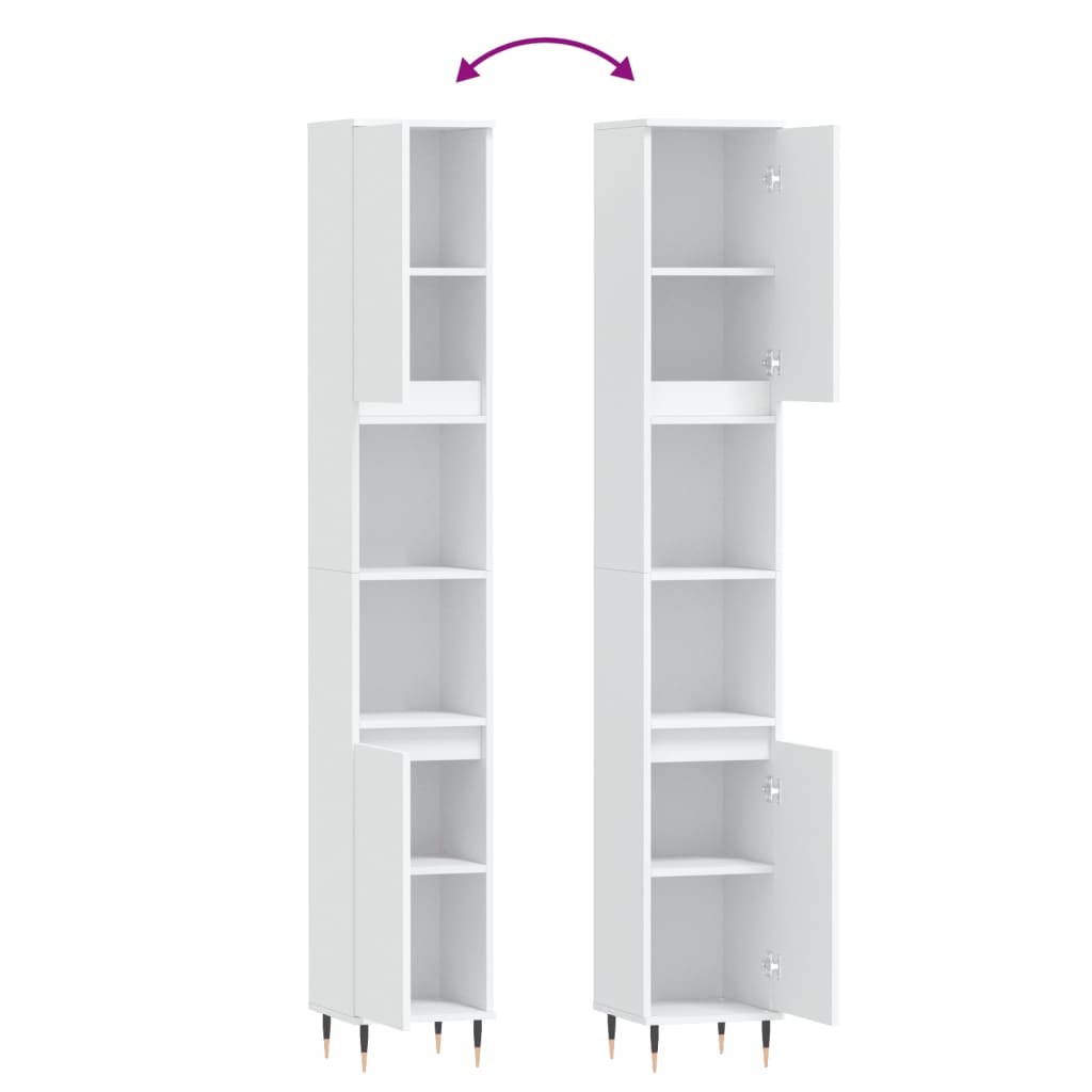 vidaXL Ντουλάπι Μπάνιου Λευκό 30 x 30 x 190 εκ. από Επεξεργασμένο Ξύλο