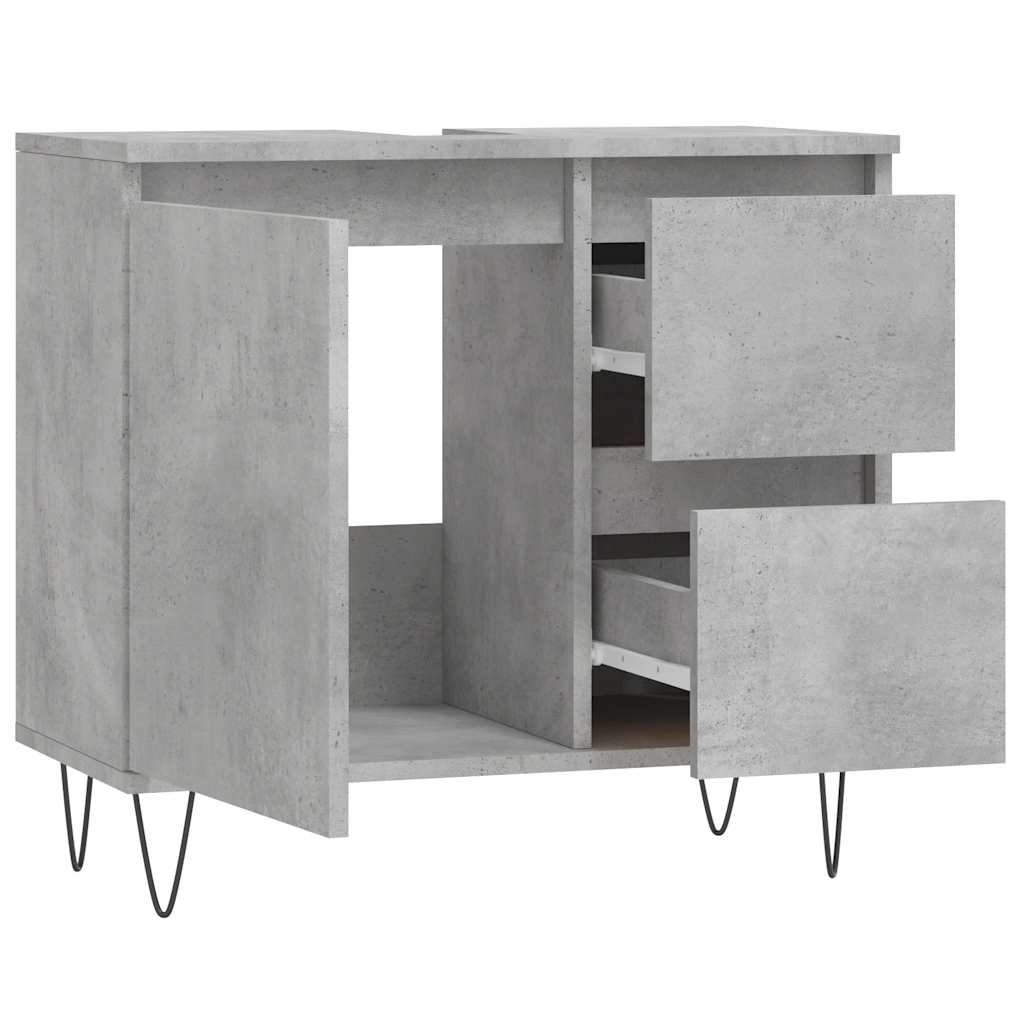 vidaXL Ντουλάπι Μπάνιου Γκρι Σκυροδέματος 65x33x60 εκ. Επεξ. Ξύλο