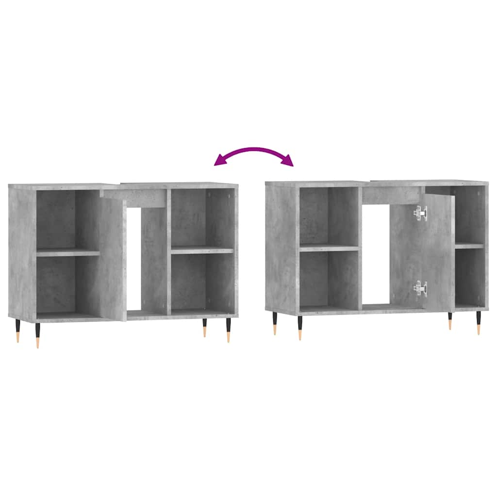 vidaXL Ντουλάπι Μπάνιου Γκρι Σκυροδέματος 80x33x60 εκ. Επεξ. Ξύλο