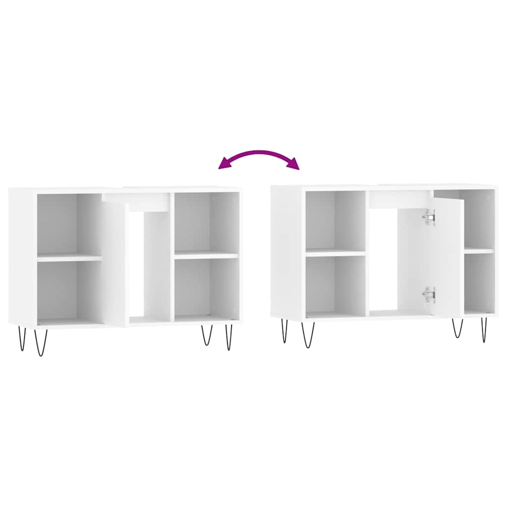 vidaXL Ντουλάπι Μπάνιου Λευκό 80 x 33 x 60 εκ. Επεξεργασμένο Ξύλο