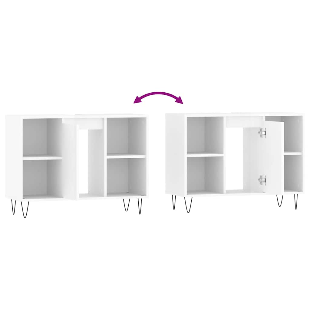 vidaXL Ντουλάπι Μπάνιου Γυαλ. Λευκό 80 x 33 x 60 εκ. από Επεξεργ. Ξύλο