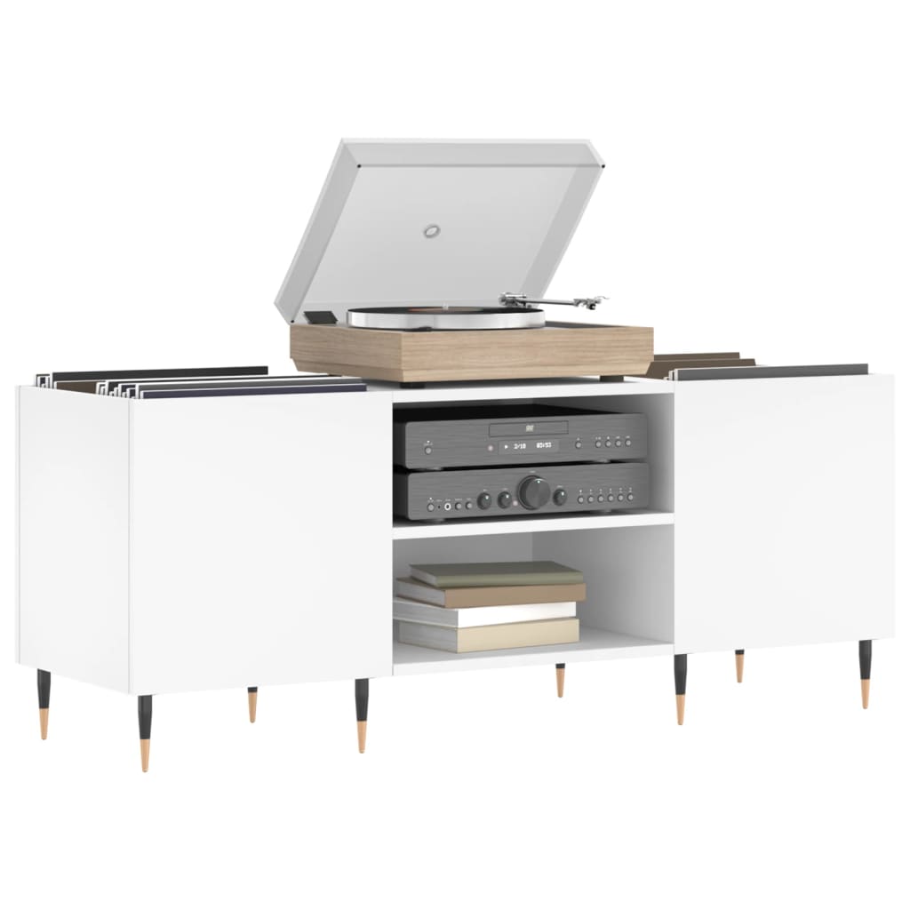 vidaXL Δισκοθήκη Λευκή 121 x 38 x 48 εκ. Επεξεργασμένο Ξύλο