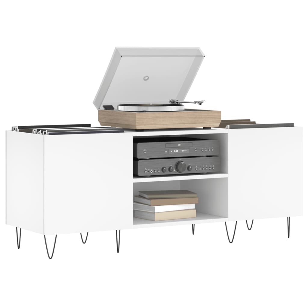 vidaXL Δισκοθήκη Λευκή 121 x 38 x 48 εκ. Επεξεργασμένο Ξύλο