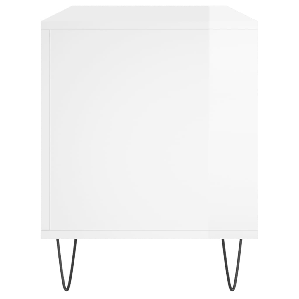 vidaXL Έπιπλο Δίσκων Γυαλ. Λευκό 100x38x48 εκ. από Επεξεργασμένο Ξύλο