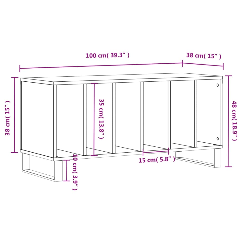 vidaXL Έπιπλο Δίσκων Καπνιστή Δρυς 100x38x48 εκ από Επεξεργασμένο Ξύλο