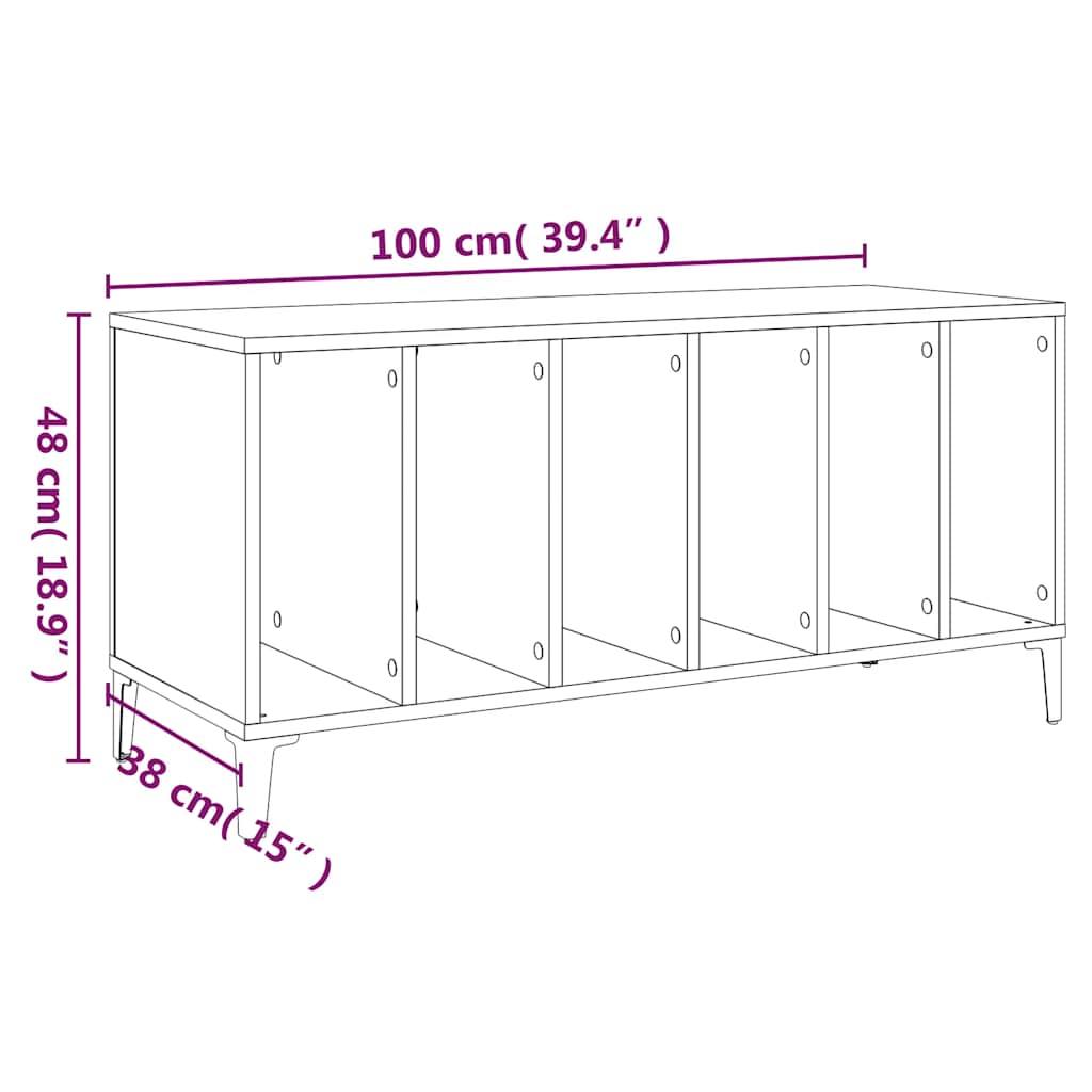 vidaXL Δισκοθήκη Γκρι Sonoma 100 x 38 x 48 εκ. από Επεξεργασμένο Ξύλο