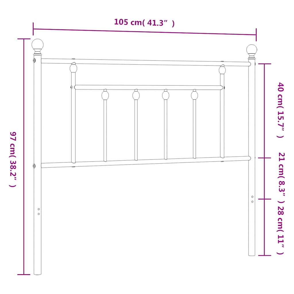 vidaXL Κεφαλάρι Λευκό 100 εκ. Μεταλλικό