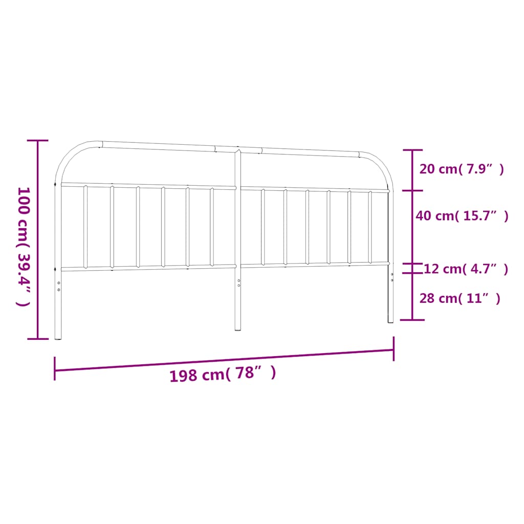 vidaXL Κεφαλάρι Λευκό 193 εκ. Μεταλλικό