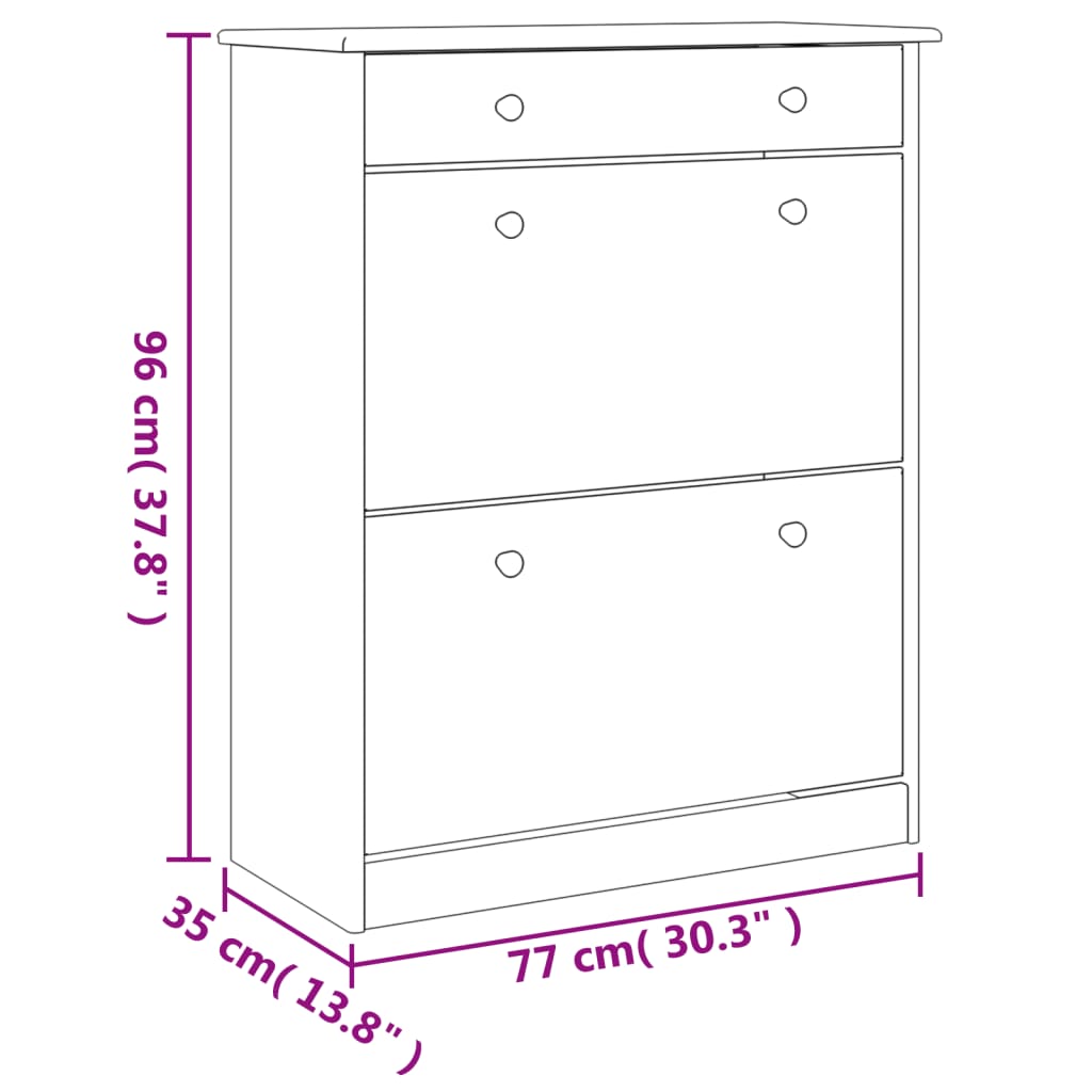 vidaXL Παπουτσοθήκη ALTA 77 x 35 x 96 εκ. από Μασίφ Ξύλο Πεύκου