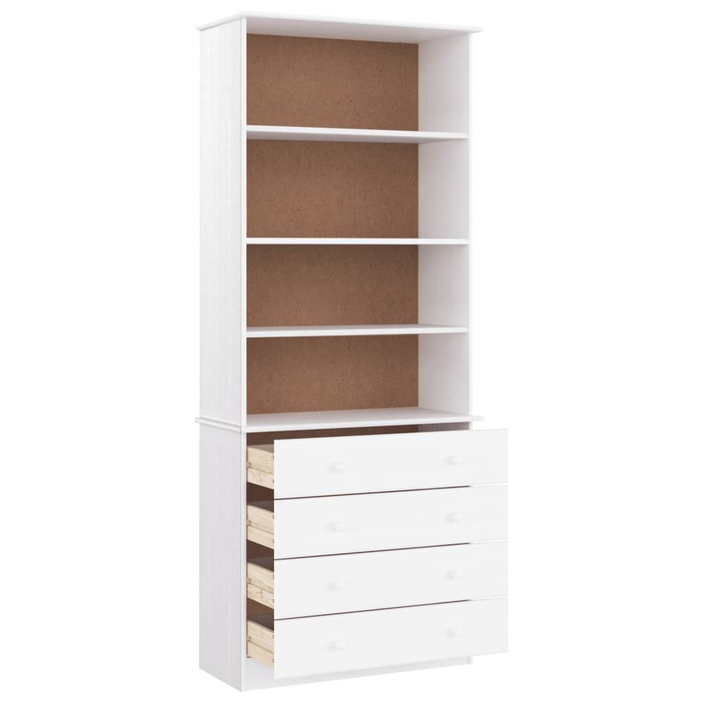 vidaXL Βιβλιοθήκη με Συρτάρια ALTA Λευκή 77x35x186,5 εκ. Μασίφ Πεύκο