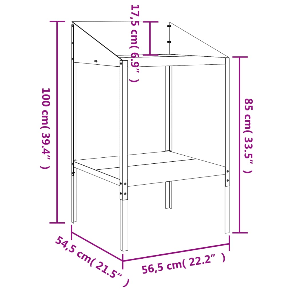 vidaXL Βάση Φυτών Ανθρακί 56,5 x 54,5 x 100 εκ. από Γαλβαν. Ατσάλι