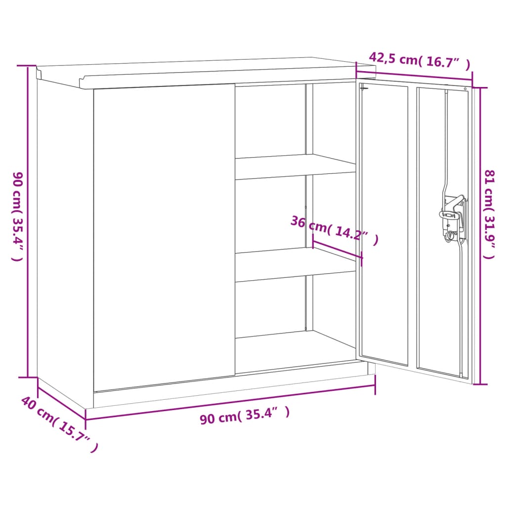 vidaXL Αρχειοθήκη Ανθρακί 90 x 40 x 90 εκ. από Ατσάλι
