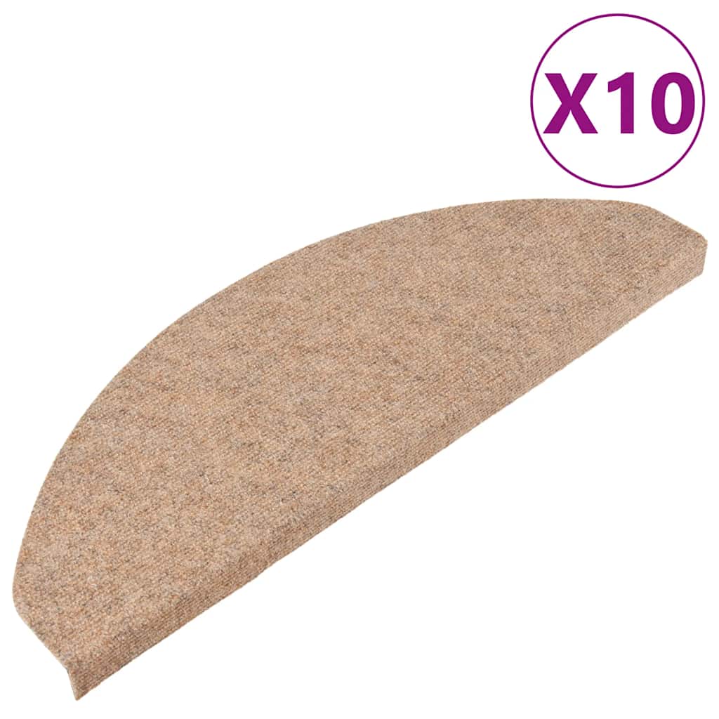 vidaXL Πατάκια Σκάλας Αυτοκόλλητα 10 τεμ. Μπεζ 65 x 22,5 x 3,5 εκ.