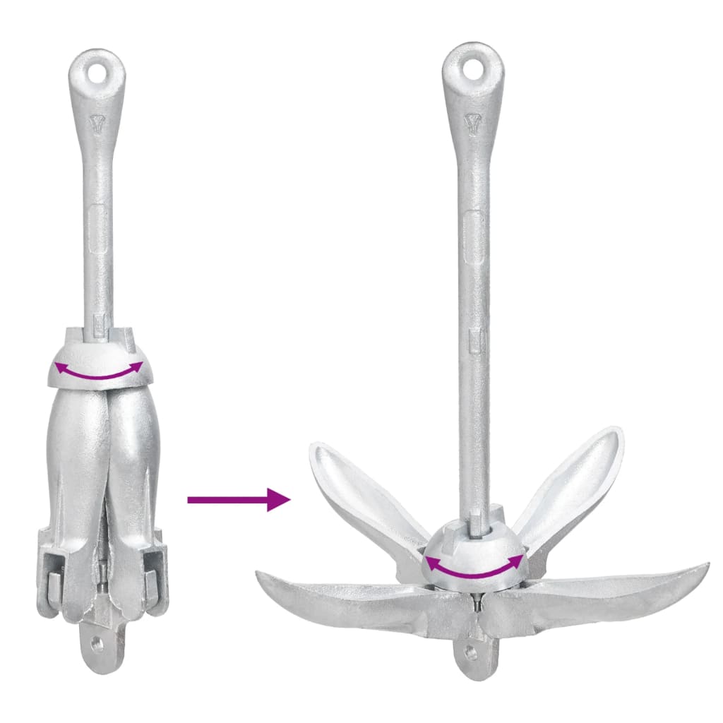 vidaXL Άγκυρα Πτυσσόμενη Ασημί 4 Κιλά Γαλβανισμένο χυτοσίδηρο εν θερμώ