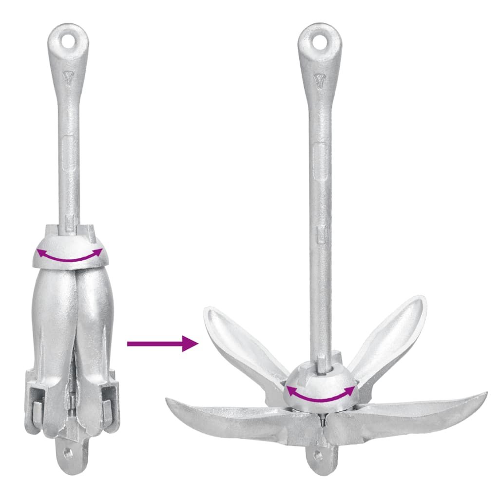 vidaXL Άγκυρα Πτυσσόμενη Ασημί 8 Κιλά Γαλβανισμένο χυτοσίδηρο εν θερμώ