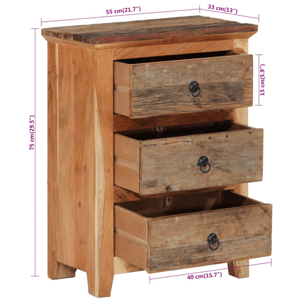 vidaXL Βοηθητικό Ντουλάπι 55 x 33 x 75 εκ. από Μασίφ Ξύλο Ακακίας