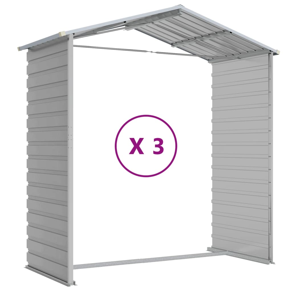 vidaXL Αποθήκη Κήπου Ανοιχτό Γκρι 191x300x198 εκ. Γαλβανισμένο Ατσάλι