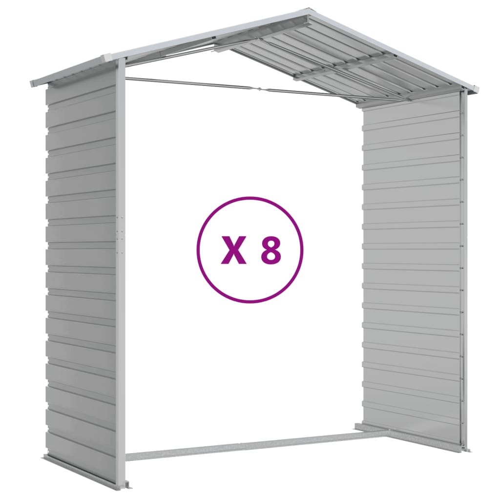 vidaXL Αποθήκη Κήπου Ανοιχτό Γκρι 191x725x198 εκ. Γαλβανισμένο Ατσάλι