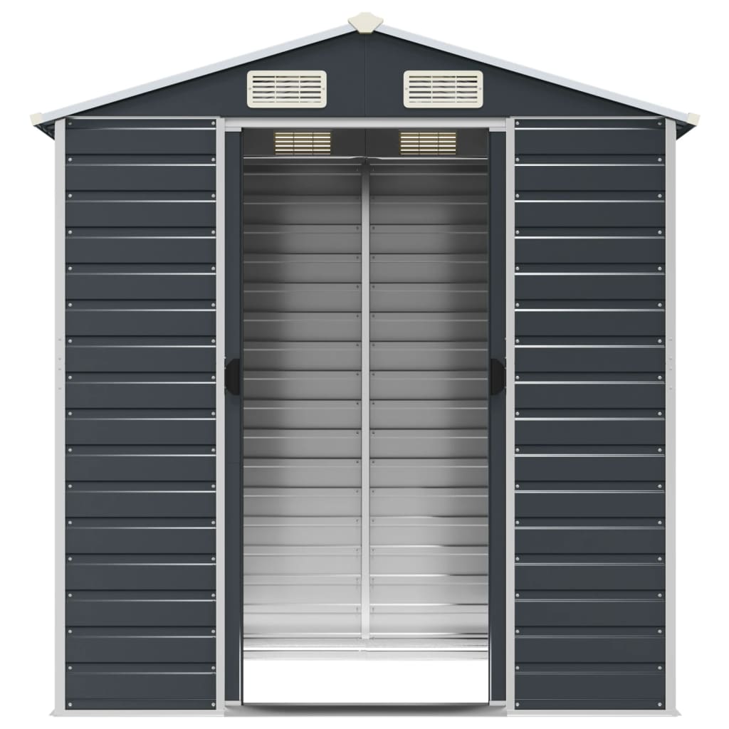 vidaXL Αποθήκη Κήπου Ανθρακί 191x130x198 εκ. Γαλβανισμένο Ατσάλι