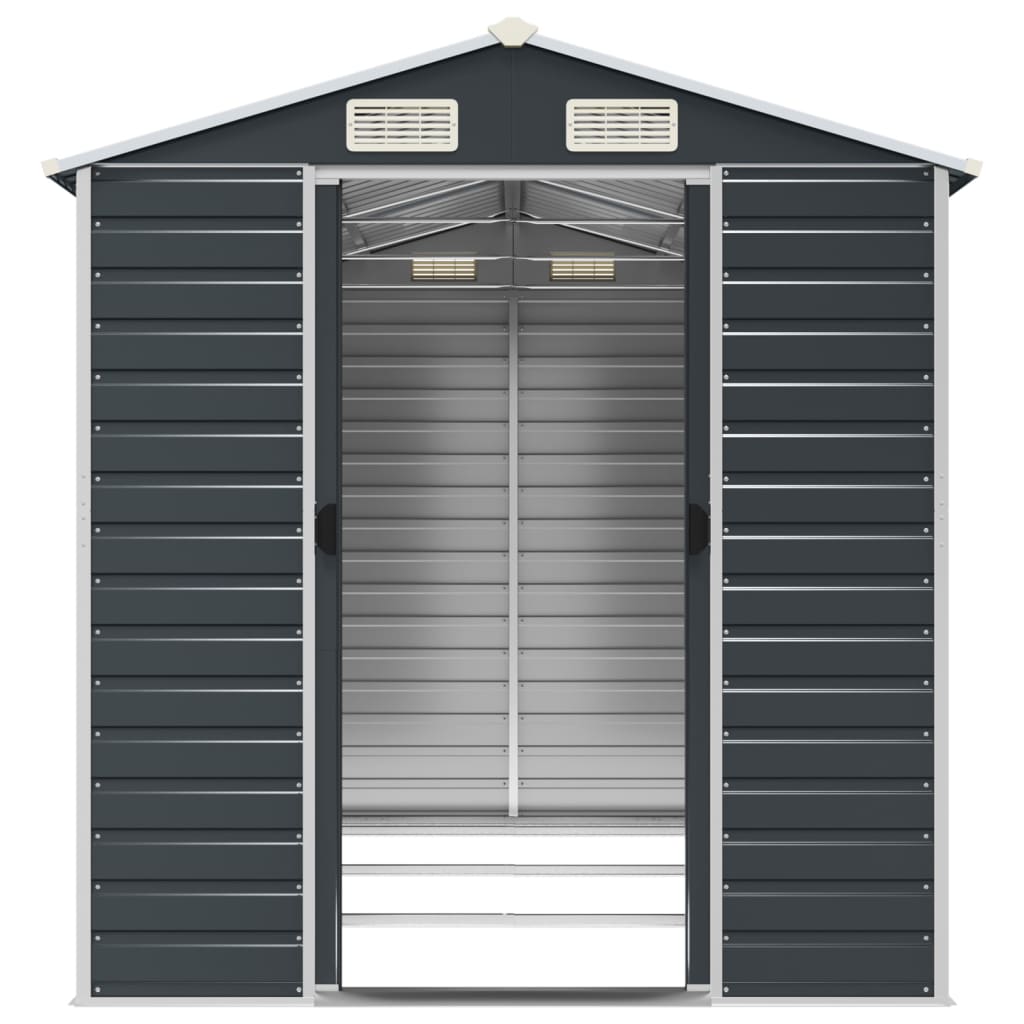 vidaXL Αποθήκη Κήπου Ανθρακί 191x300x198 εκ. Γαλβανισμένο Ατσάλι