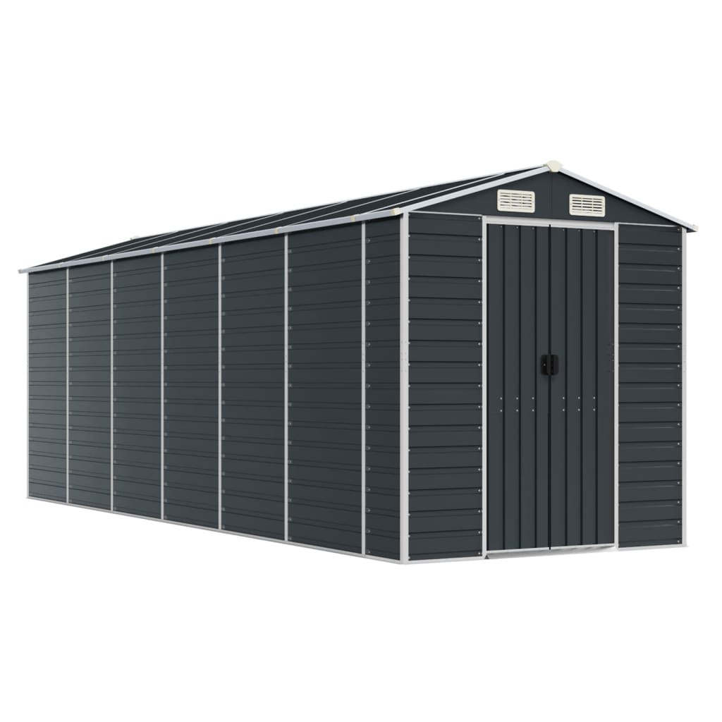 vidaXL Αποθήκη Κήπου Ανθρακί 191x555x198 εκ. Γαλβανισμένο Ατσάλι