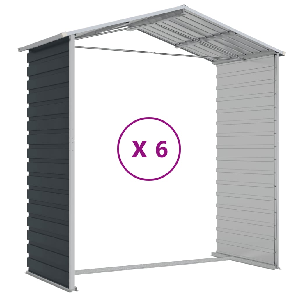 vidaXL Αποθήκη Κήπου Ανθρακί 191x555x198 εκ. Γαλβανισμένο Ατσάλι