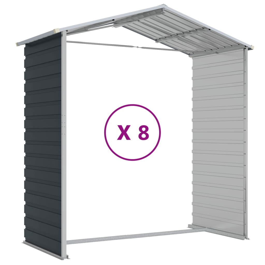 vidaXL Αποθήκη Κήπου Ανθρακί 191x725x198 εκ. από Γαλβανισμένο Ατσάλι