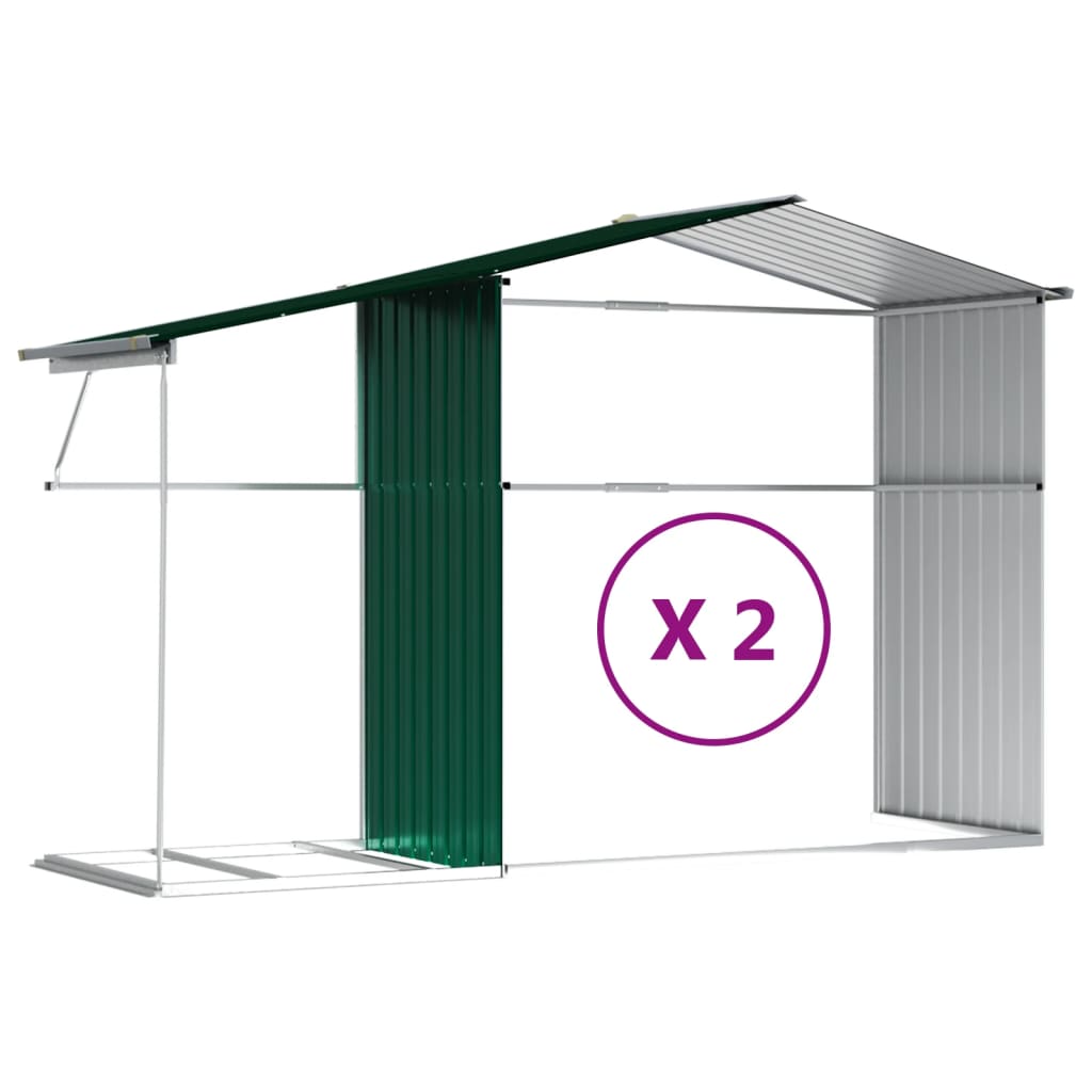vidaXL Αποθήκη Κήπου Πράσινη 277x279x179 εκ. από Γαλβανισμένο Ατσάλι
