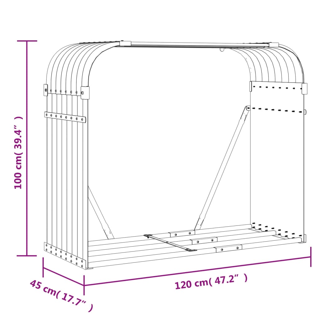 vidaXL Ξυλοθήκη Πράσινη 120 x 45 x 100 εκ. από Γαλβανισμένο Ατσάλι