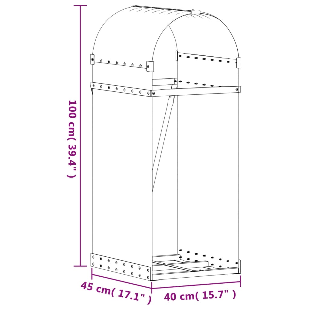 vidaXL Ξυλοθήκη Ανοιχτό Γκρι 40x45x100 εκ. από Γαλβανισμένο Ατσάλι