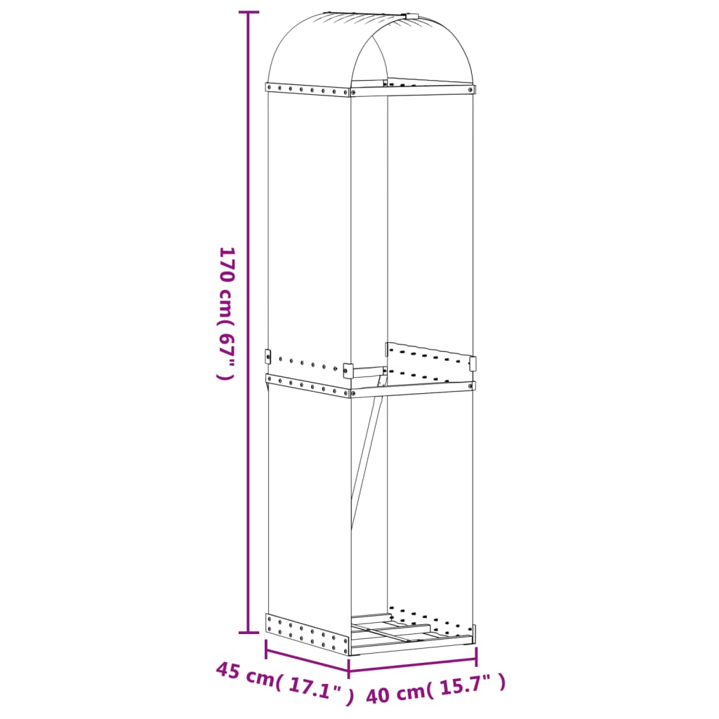 vidaXL Ξυλοθήκη Καφέ 40x45x170 εκ. από Γαλβανισμένο Ατσάλι
