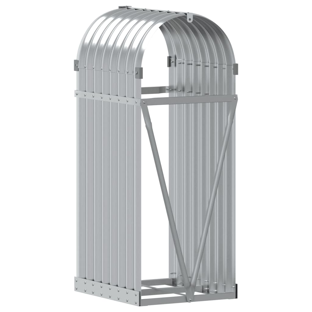 vidaXL Ξυλοθήκη Ασημί 40x45x100 εκ. από Γαλβανισμένο Ατσάλι