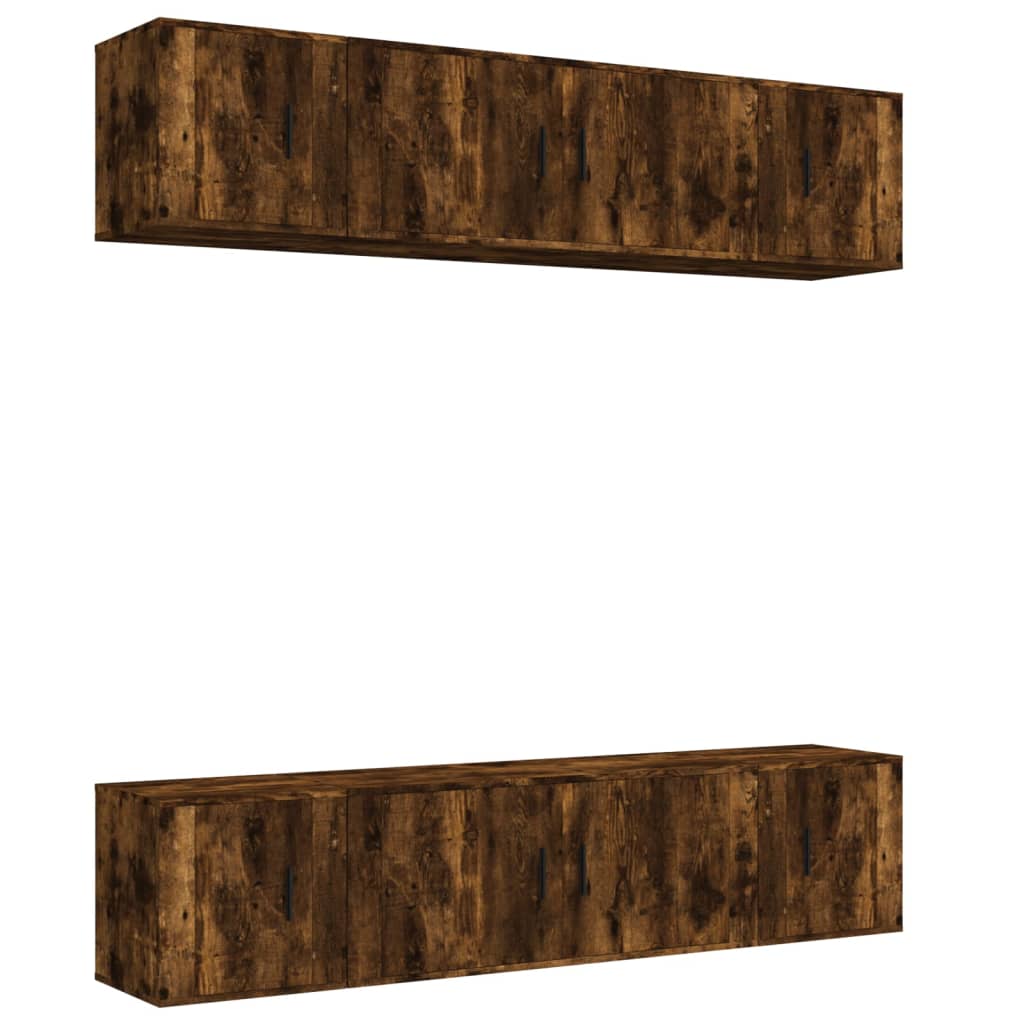 vidaXL Σετ Επίπλων Τηλεόρασης 6 Τεμαχίων Καπνιστή δρυς Επεξ. Ξύλο