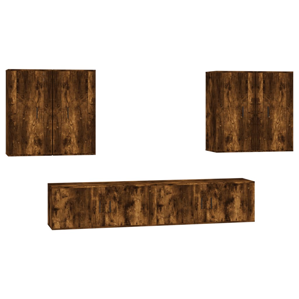 vidaXL Σετ Επίπλων Τηλεόρασης 6 Τεμαχίων Καπνιστή δρυς Επεξ. Ξύλο