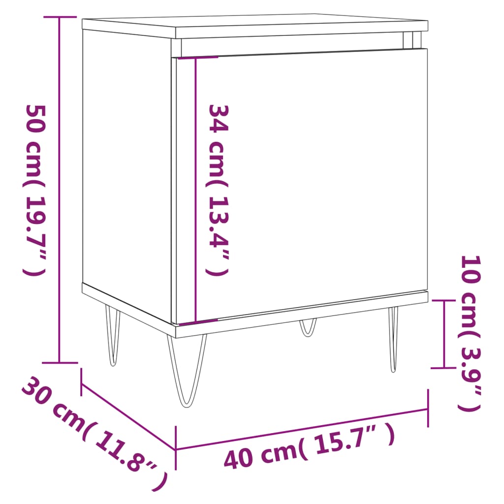 vidaXL Κομοδίνο Καφέ Δρυς 40 x 30 x 50 εκ. από Επεξεργασμένο Ξύλο