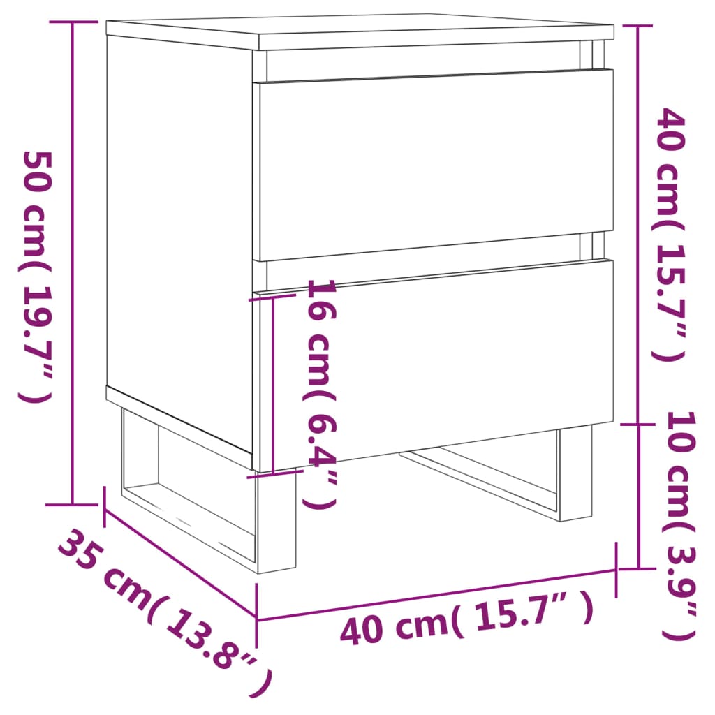 vidaXL Κομοδίνα 2 τεμ. Καπνιστή Δρυς 40 x 35 x 50 εκ. Επεξεργ. Ξύλο