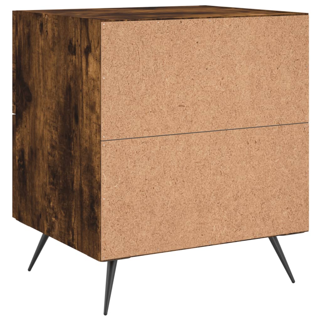 vidaXL Κομοδίνα 2 τεμ. Καπνιστή Δρυς 40 x 35 x 47,5 εκ. Επεξεργ. Ξύλο