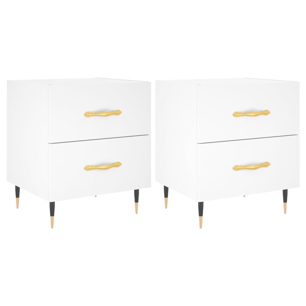 vidaXL Κομοδίνα 2 τεμ. Λευκά 40 x 35 x 47,5 εκ. από Επεξεργασμένο Ξύλο