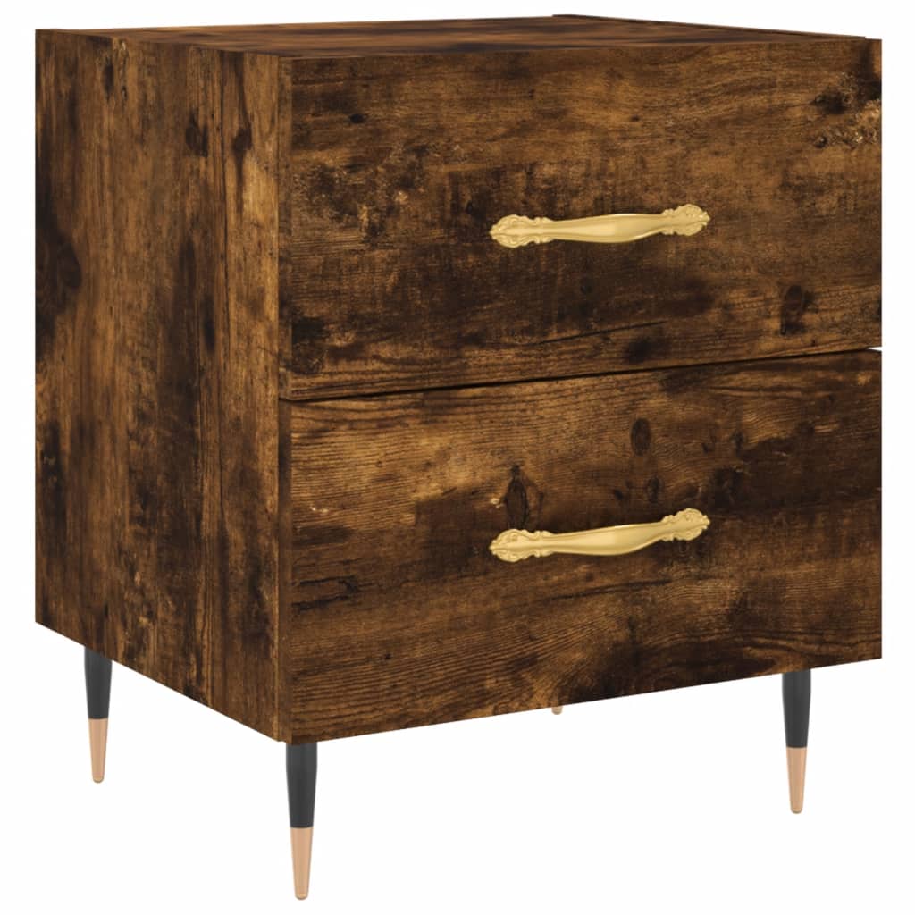 vidaXL Κομοδίνα 2 τεμ. Καπνιστή Δρυς 40 x 35 x 47,5 εκ. Επεξεργ. Ξύλο