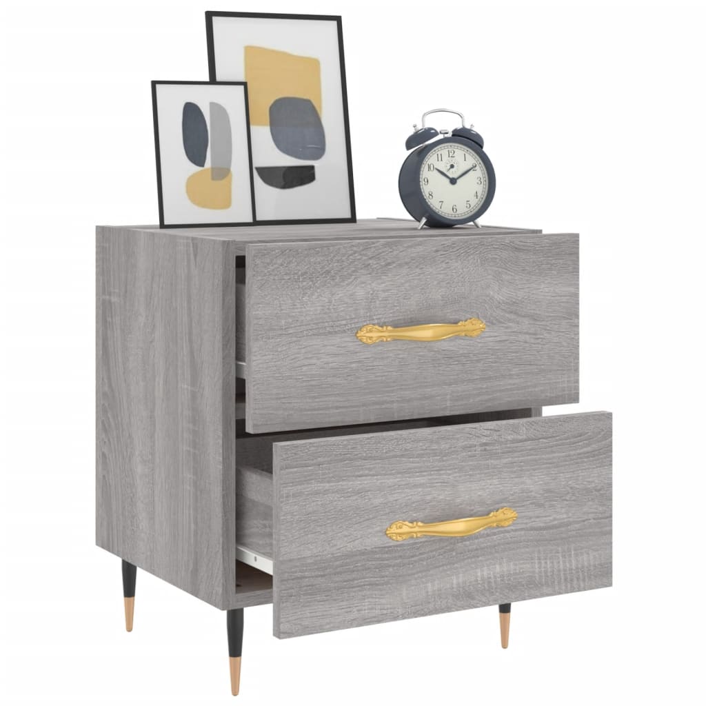 vidaXL Κομοδίνα 2 τεμ. Γκρι Sonoma 40 x 35 x 47,5 εκ. Επεξεργ. Ξύλο