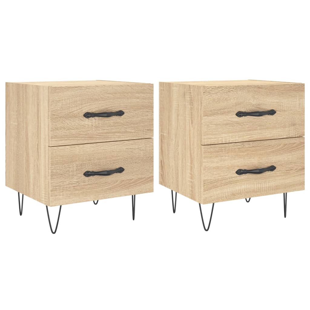 vidaXL Κομοδίνα 2 τεμ. Sonoma Δρυς 40 x 35 x 47,5 εκ. Επεξεργ. Ξύλο