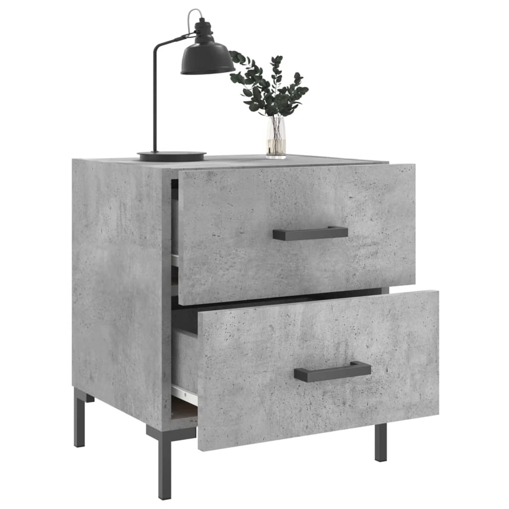 vidaXL Κομοδίνα 2 τεμ. Γκρι Σκυροδεμ. 40 x 35 x 47,5 εκ. Επεξεργ. Ξύλο