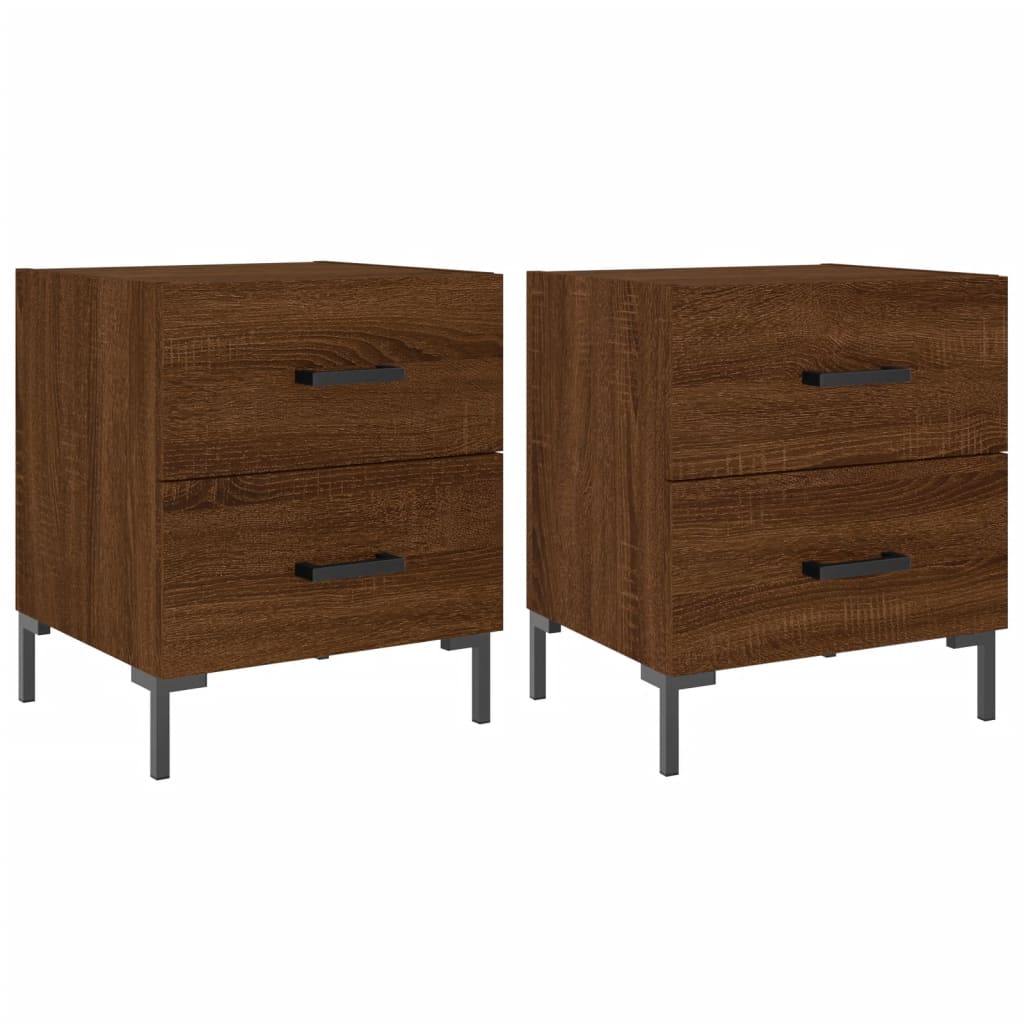 vidaXL Κομοδίνα 2 τεμ. Καφέ Δρυς 40 x 35 x 47,5 εκ. από Επεξεργ. Ξύλο