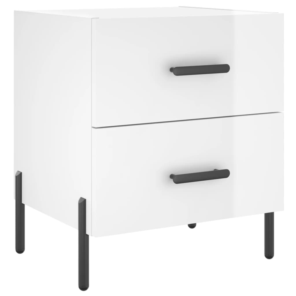 vidaXL Κομοδίνα 2 τεμ Γυαλ. Λευκό 40 x 35 x 47,5 εκ. από Επεξεργ. Ξύλο