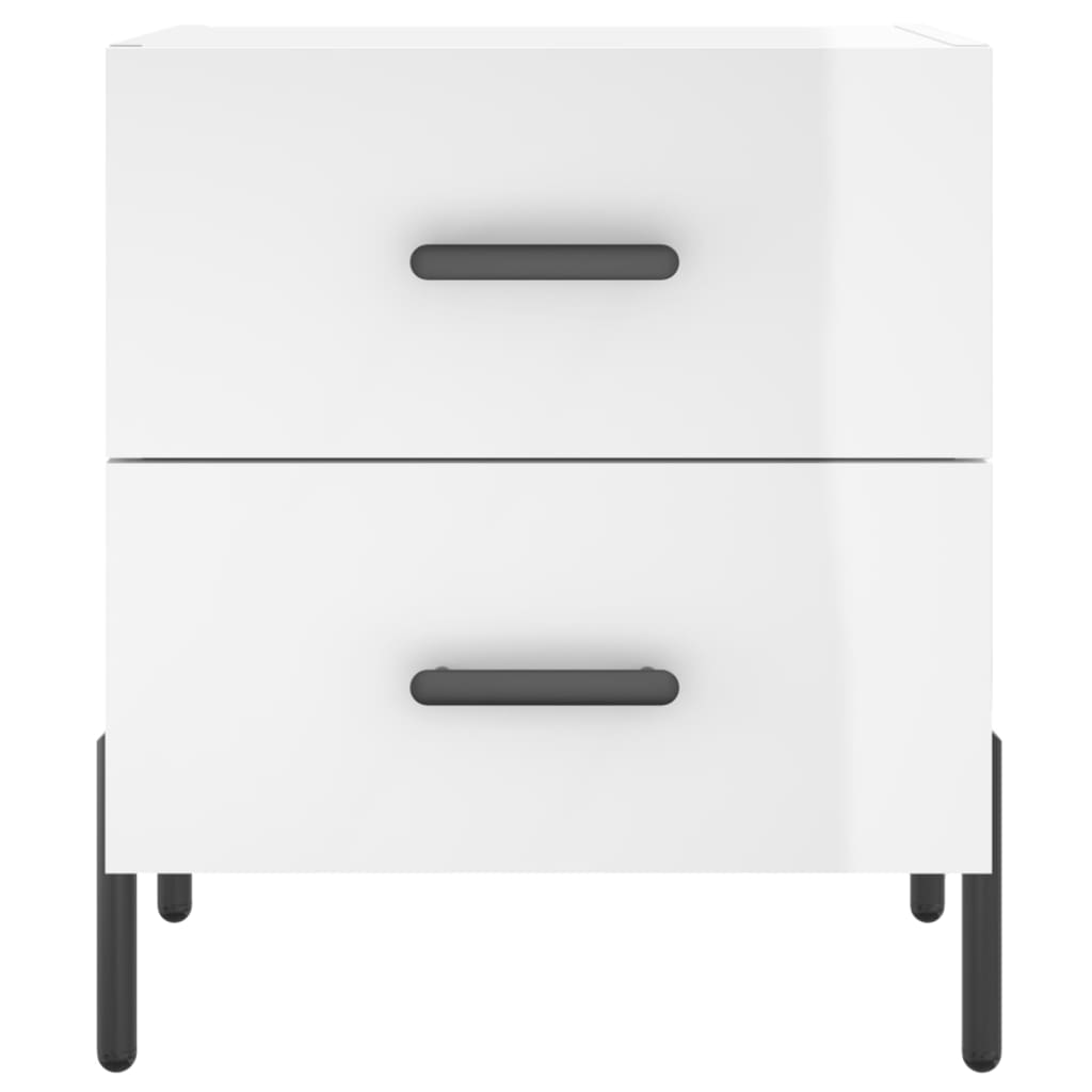 vidaXL Κομοδίνα 2 τεμ Γυαλ. Λευκό 40 x 35 x 47,5 εκ. από Επεξεργ. Ξύλο